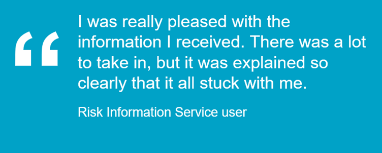 PCUK risk information service user quote